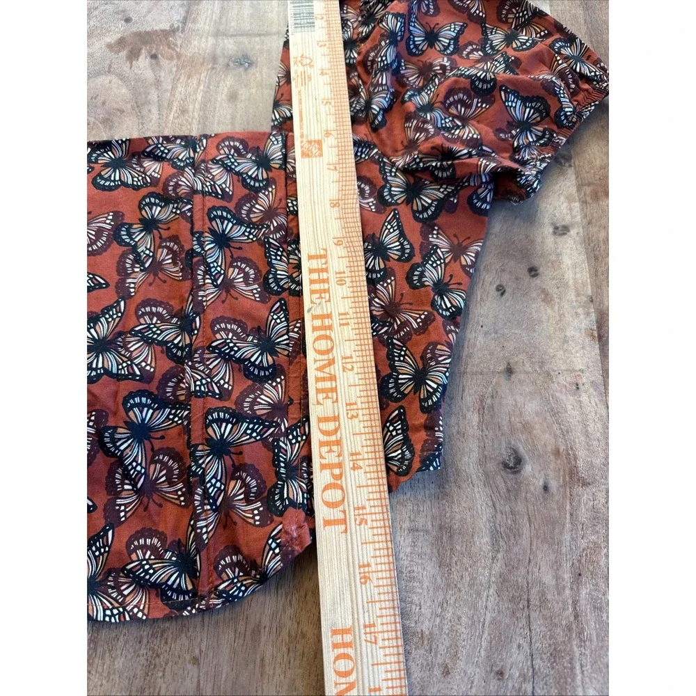 O.L.M. Butterfly Crop Top Sz MSmocked Y2K Corset Boho Orange/Rust Festival Fairy